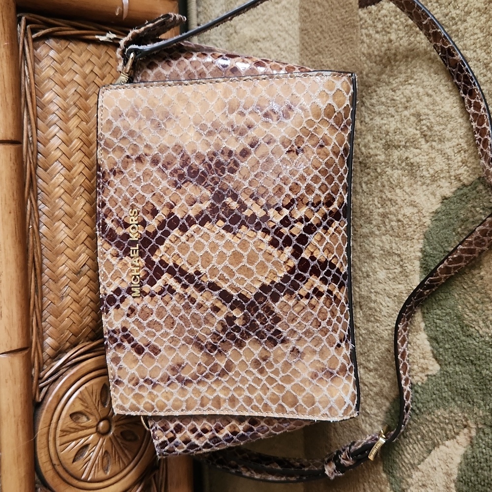 Michael Kors snakeskin pattern leather purse